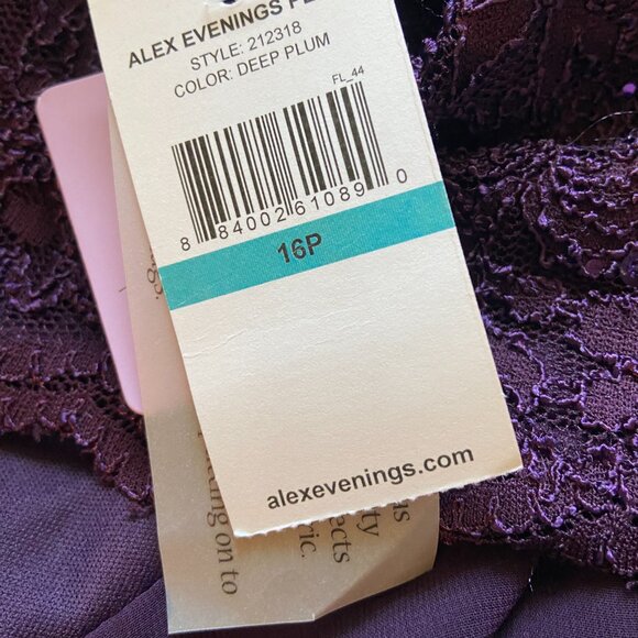 **Alex Evening** Long Gown with Sequin Lace Bodice & Chiffon Skirt 16P 8 NWT - Picture 8 of 8